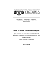 Writing a Business Report - Victoria University of Wellington