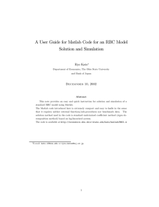 A User Guide for Matlab Code for an RBC Model Solution