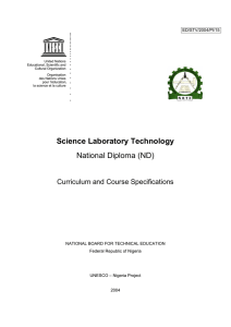 Science laboratory technology, National Diploma - unesdoc