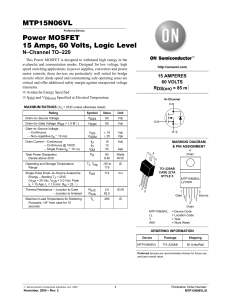 MTP15N06VL Power MOSFET 15 Amps, 60 Volts, Logic Level
