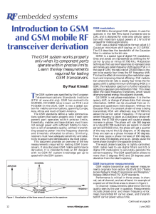 Introduction to GSM and GSM mobile RF transceiver derivation