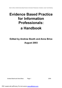 Evidence Based Practice for Information Professionals: A