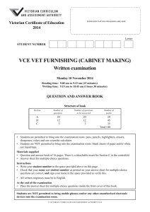 2014 VCE VET Furnishing Written examination