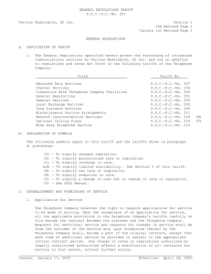 Tariffs/Lifeline/DC General Regulations