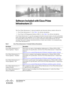 Software Included with Cisco Prime Infrastructure 2.1