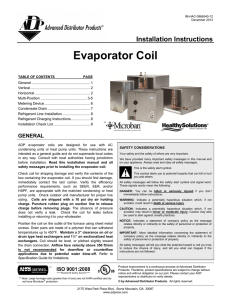 Evaporator Coil - Advanced Distributor Products