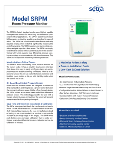 Setra SRPM Room Pressure Monitor Datasheet PDF