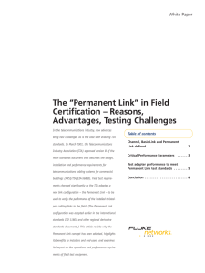 The “Permanent Link” in Field Certification – Reasons, Advantages