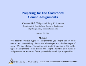 Preparing for the Classroom: Course Assignments