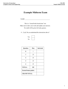 Example Midterm Exam - University of Connecticut