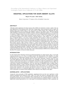 Industrial Applications for Shape Memory Alloys