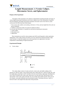 Length Measurement: A Vernier Caliper, Micrometer Screw, and