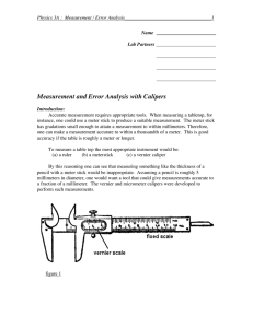 Measurement and Error Analysis with Calipers