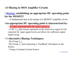 4.5 Biasing in MOS Amplifier Circuits • Biasing: establishing an