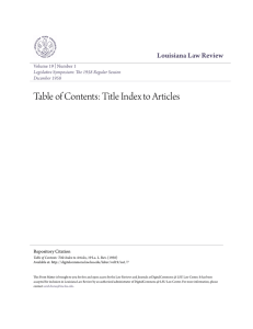 Table of Contents: Title Index to Articles