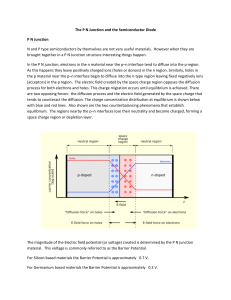 The P N Junction and the Semiconductor Diode P N Junction N and