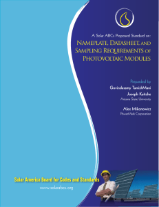 Nameplate, Datasheet, and Sampling Requirements of Photovoltaic