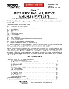 Index to INSTRUCTION MANUALS, SERVICE