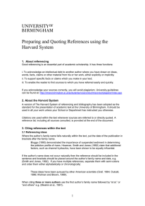 Preparing and quoting references using the Harvard