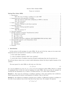 Solving First Order ODEs Table of contents Solving First Order ODEs
