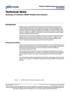 Summary of DRAM Module Form Factors