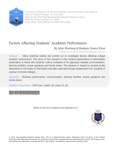 Factors Affecting Students` Academic Performance