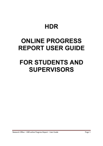 hdr online progress report user guide for students and supervisors