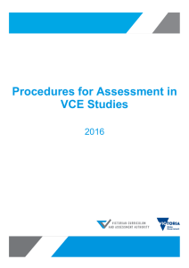 Procedures for Assessment in VCE Studies