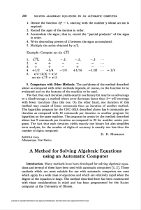A Method for Solving Algebraic Equations