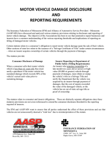 MOTOR VEHICLE DAMAGE DISCLOSURE AND REPORTING