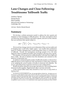 Lane Changes and Close Following: Troublesome Tollbooth Traffic