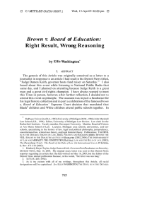 Brown v. Board of Education: Right Result, Wrong Reasoning