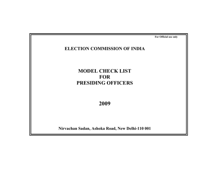 model check list for presiding officers