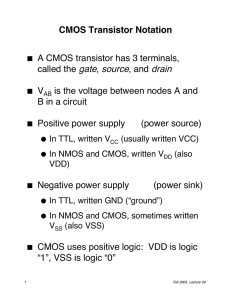 CMOS Transistor Notation A CMOS transistor has 3 terminals, called