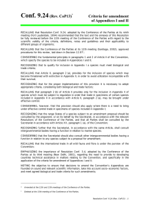 Conf. 9.24(Rev. CoP13) Criteria for amendment of Appendices I and II