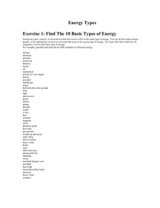 Energy Types Exercise 1: Find The 10 Basic Types of Energy