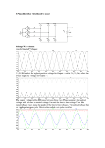 3 Phase Rectifier with Resistive Load Voltage Waveforms: Line to