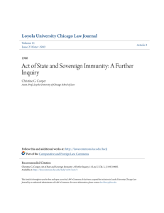 Act of State and Sovereign Immunity: A Further Inquiry