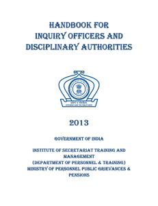 Handbook for Inquiry Officers and Disciplinary Authorities