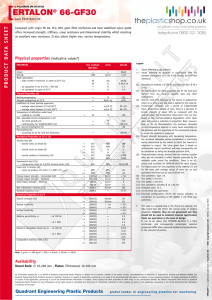 Glass Filled Nylon Technical Properties Data Sheet