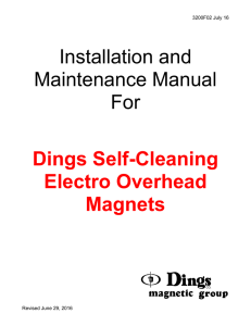 Installation and Maintenance Manual For Dings Self