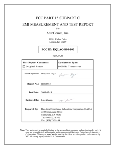 fcc part 15 subpart c emi measurement and test report