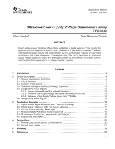 UltraLow-Power Supply Voltage Supervisor