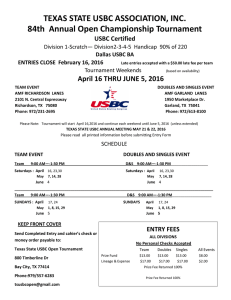 TEXAS STATE USBC ASSOCIATION, INC. 84th Annual Open