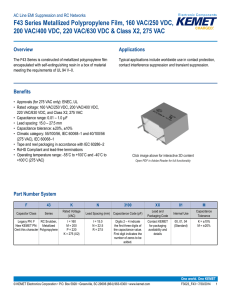 F43 Series Metallized Polypropylene Film, 160 VAC/250 VDC, 200