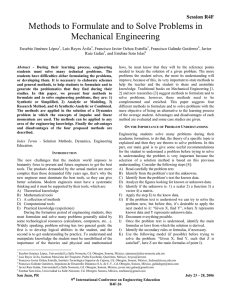 Methods to Formulate and to Solve Problems in Mechanical