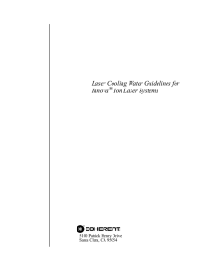 Laser Cooling Water Guidelines for Innova Ion Laser