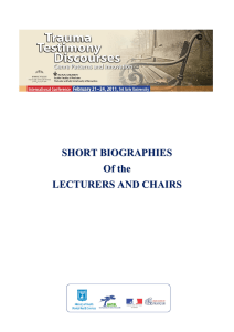 SHORT BIOGRAPHIES Of the LECTURERS AND