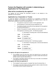 UCPR Fees Fee Reduction - what will be considered by the registrar