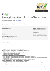 Hungry Alligators: Greater Than, Less Than and Equal
